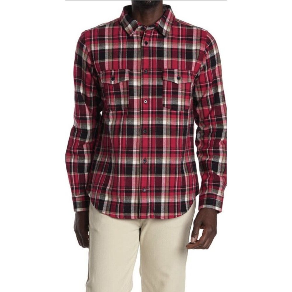 Slate and Stone Heavy Flannel Shirt Red Plaid Mens sz L NEW $198